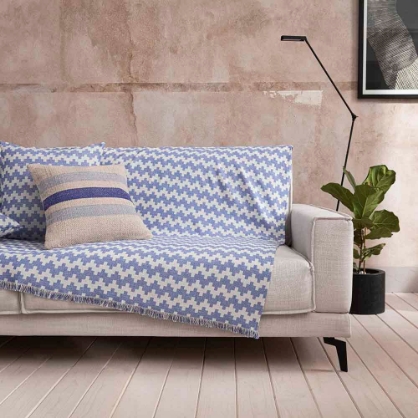 Εικόνα της Ριχτάρι Τριθέσιου 180X310cm GOFIS HOME  Summer waves Marine Blue 466/ 09