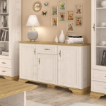 Εικόνα της Μπουφές Jaden pakoworld golden oak-λευκό antique 137,5x39x88,5εκ