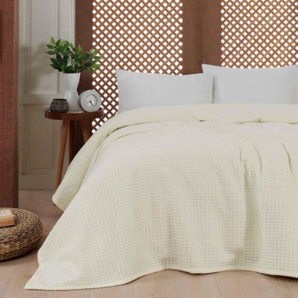 Εικόνα της Πικέ μονή waffle Art 1990 Cream  170x240 Εκρού   Beauty Home