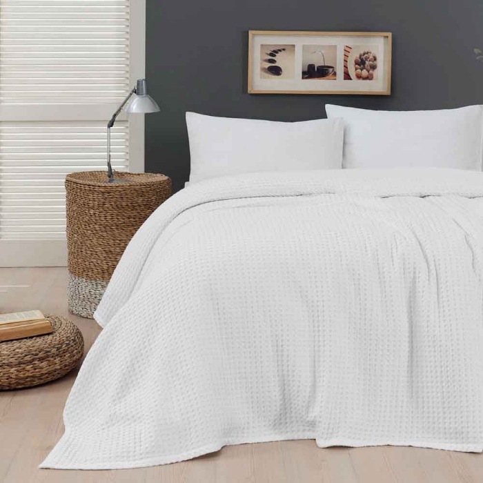 Εικόνα της Πικέ υπέρδιπλη waffle Art 1990 White  230x240 Λευκό   Beauty Home