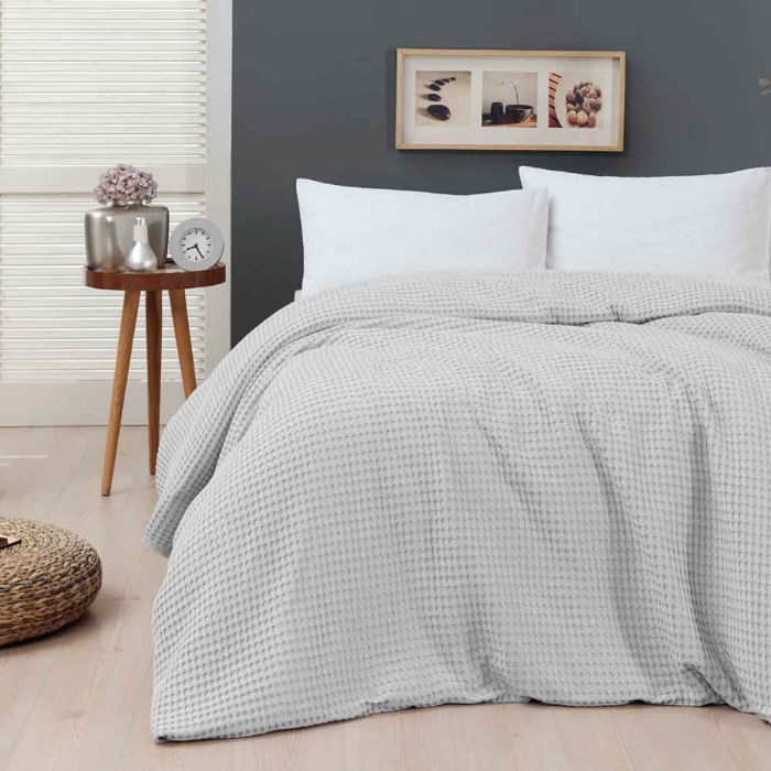 Εικόνα της Πικέ υπέρδιπλη waffle Art 1990 Silver  230x240 Γκρι   Beauty Home