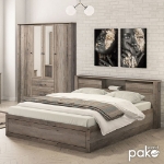 Εικόνα της Κρεβάτι διπλό Tara pakoworld rustic oak 160x200εκ