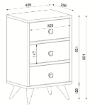 Εικόνα της Κομοδίνο KALYMNOS Καρυδί Με Σχέδιο 40x30x65cm