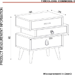 Εικόνα της Κομοδίνο KIMOLOS Λευκό/Φυσικό/Καφέ 52x30x68cm