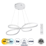 Εικόνα της GloboStar® Κρεμαστό Φωτιστικό Οροφής Design LED CCT 75W 8400lm 300° - Τηλεχειριστηρίου  Dimmable Μ71 x Π52 x Υ4cm - Λευκό