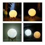 Εικόνα της GloboStar® Επιτραπέζιο Φωτιστικό Φ15cm 3D MOON LIGHT LED 3.7W  Επαναφορτιζόμενο - Καλώδιο Τροφοδ. USB και Διακόπτη Αφής Dimmable