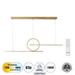 Εικόνα της GloboStar® Κρεμαστό Φωτιστικό Οροφής Design LED CCT 67W - Τηλεχειριστηρίου Dimmable Μ110 x Π4.5 x Υ34cm - Χρυσό Πλατίνα