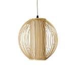 Εικόνα της GloboStar® SUNFLOWER 01934 Boho Κρεμαστό Φωτιστικό Οροφής Μονόφωτο 1 x E27 Φ28 x Υ28cm - Μπεζ Ξύλινο Πλέγμα - 5 Years Warranty