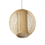 Εικόνα της GloboStar® SUNFLOWER 01934 Boho Κρεμαστό Φωτιστικό Οροφής Μονόφωτο 1 x E27 Φ28 x Υ28cm - Μπεζ Ξύλινο Πλέγμα - 5 Years Warranty