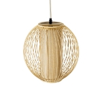 Εικόνα της GloboStar® SUNFLOWER 01934 Boho Κρεμαστό Φωτιστικό Οροφής Μονόφωτο 1 x E27 Φ28 x Υ28cm - Μπεζ Ξύλινο Πλέγμα - 5 Years Warranty