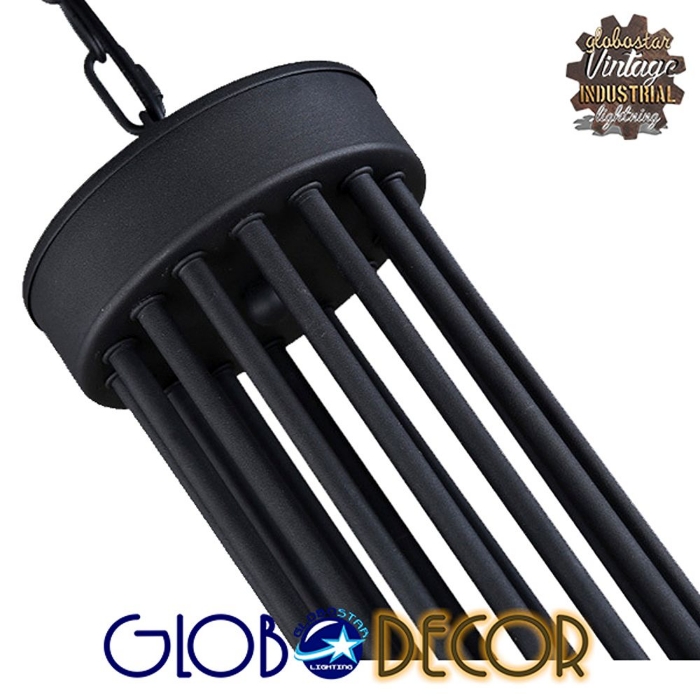 Εικόνα της GloboStar® STAIRS 01024 Μοντέρνο Φωτιστικό Οροφής Πολύφωτο Μαύρο Μεταλλικό Φ80 x Y95cm