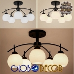 Εικόνα της GloboStar® LUNA 01088 Μοντέρνο Φωτιστικό Οροφής Πολύφωτο Μαύρο Μεταλλικό με Λευκό Γυαλί Φ63 x Y39cm