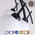 Εικόνα της GloboStar® LUNA 01088 Μοντέρνο Φωτιστικό Οροφής Πολύφωτο Μαύρο Μεταλλικό με Λευκό Γυαλί Φ63 x Y39cm