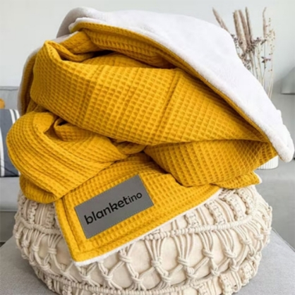 Εικόνα της Κουβέρτα “Perfect” – Κίτρινο/Λευκό στην άμμο – 145 x 210 cm