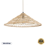 Εικόνα της GloboStar® KAIA 02346 Boho Φωτιστικό Οροφής Μονόφωτο 1 x E27 AC220-240V IP20 - Φ60 x Υ20cm - Μπεζ Ξύλινο Μπαμπού Πλέγμα Καμπάνα