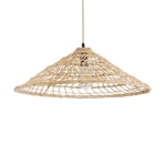 Εικόνα της GloboStar® KAIA 02346 Boho Φωτιστικό Οροφής Μονόφωτο 1 x E27 AC220-240V IP20 - Φ60 x Υ20cm - Μπεζ Ξύλινο Μπαμπού Πλέγμα Καμπάνα