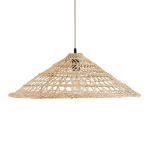 Εικόνα της GloboStar® KAIA 02346 Boho Φωτιστικό Οροφής Μονόφωτο 1 x E27 AC220-240V IP20 - Φ60 x Υ20cm - Μπεζ Ξύλινο Μπαμπού Πλέγμα Καμπάνα