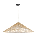 Εικόνα της GloboStar® KAIA 02347 Boho Φωτιστικό Οροφής Μονόφωτο 1 x E27 AC220-240V IP20 - Φ80 x Υ26cm - Μπεζ Ξύλινο Μπαμπού Πλέγμα Καμπάνα