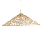 Εικόνα της GloboStar® KAIA 02347 Boho Φωτιστικό Οροφής Μονόφωτο 1 x E27 AC220-240V IP20 - Φ80 x Υ26cm - Μπεζ Ξύλινο Μπαμπού Πλέγμα Καμπάνα