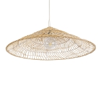 Εικόνα της GloboStar® KAIA 02347 Boho Φωτιστικό Οροφής Μονόφωτο 1 x E27 AC220-240V IP20 - Φ80 x Υ26cm - Μπεζ Ξύλινο Μπαμπού Πλέγμα Καμπάνα