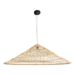 Εικόνα της GloboStar® KAIA 02348 Boho Φωτιστικό Οροφής Μονόφωτο 1 x E27 AC220-240V IP20 - Φ100 x Υ30cm - Μπεζ Ξύλινο Μπαμπού Πλέγμα Καμπάνα