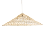 Εικόνα της GloboStar® KAIA 02348 Boho Φωτιστικό Οροφής Μονόφωτο 1 x E27 AC220-240V IP20 - Φ100 x Υ30cm - Μπεζ Ξύλινο Μπαμπού Πλέγμα Καμπάνα