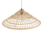 Εικόνα της GloboStar® KAIA 02346 Boho Φωτιστικό Οροφής Μονόφωτο 1 x E27 AC220-240V IP20 - Φ60 x Υ20cm - Μπεζ Ξύλινο Μπαμπού Πλέγμα Καμπάνα