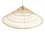 Εικόνα της GloboStar® KAIA 02348 Boho Φωτιστικό Οροφής Μονόφωτο 1 x E27 AC220-240V IP20 - Φ100 x Υ30cm - Μπεζ Ξύλινο Μπαμπού Πλέγμα Καμπάνα