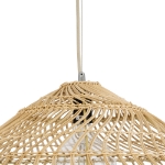 Εικόνα της GloboStar® KAIA 02348 Boho Φωτιστικό Οροφής Μονόφωτο 1 x E27 AC220-240V IP20 - Φ100 x Υ30cm - Μπεζ Ξύλινο Μπαμπού Πλέγμα Καμπάνα