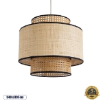 Εικόνα της GloboStar® BRAVADO 02386 Boho Κρεμαστό Φωτιστικό 1 x E27  Φ40 x Υ35cm - Καφέ με Μπεζ Μπαμπού Πλέγμα