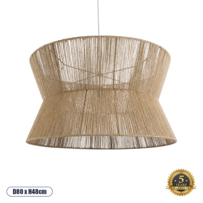 Εικόνα της GloboStar® BISBEE 02205 Boho Κρεμαστό Φωτιστικό 1 x E27  Φ80 x Υ48cm - Μπεζ Λεπτό Σχοινί Τριχιά Πλέγμα