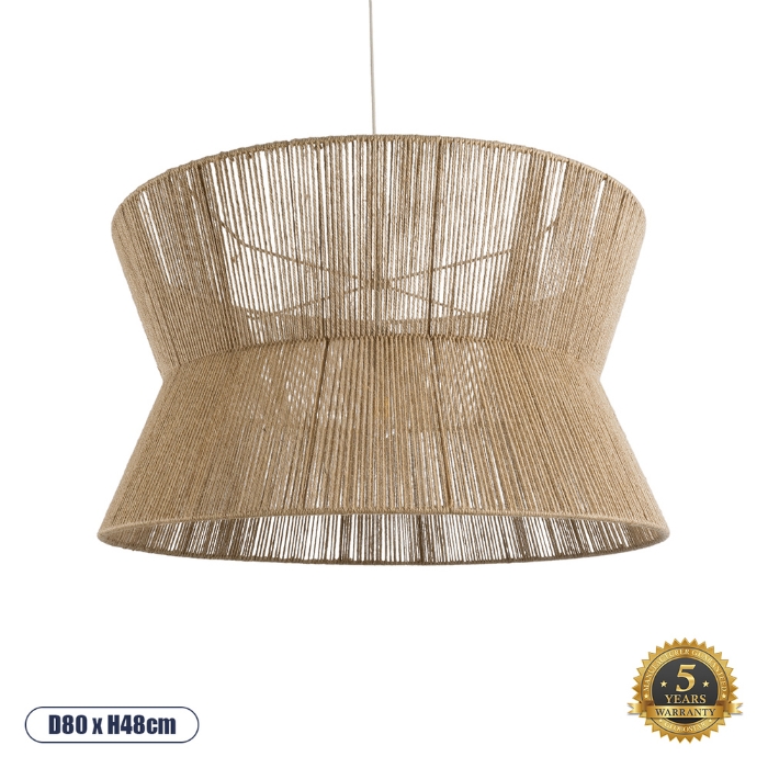 Εικόνα της GloboStar® BISBEE 02205 Boho Κρεμαστό Φωτιστικό 1 x E27  Φ80 x Υ48cm - Μπεζ Λεπτό Σχοινί Τριχιά Πλέγμα