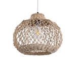 Εικόνα της GloboStar® ECUADOR 02115 Boho Κρεμαστό Φωτιστικό 1 x E27  Φ35 x Υ28cm - Μπεζ Seagrass - Φύκι Πλέγμα Καμπάνα