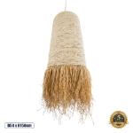 Εικόνα της GloboStar® AREMBEPE 02171 Boho Κρεμαστό Φωτιστικό 1 x E27  Φ50 x Υ150cm - Μπεζ Φυσική Ράφια Νήμα Πλέγμα Καμπάνα