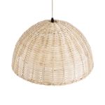 Εικόνα της GloboStar® MONTANA 02378 Boho Κρεμαστό Φωτιστικό 1 x E27  Φ50 x Υ25cm - Μπεζ Μπαμπού Πλέγμα Καμπάνα