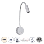 Εικόνα της GloboStar® GOOSE 60879 - Απλίκα Ξενοδοχείου  LED 3W 300lm 36°  -  Μ6.5 x Π15 x Υ24.5cm - Φυσικό Λευκό 4500K - Ασημί Νίκελ