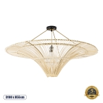 Εικόνα της GloboStar® PALERMO 02153 Boho Φωτιστικό Οροφής Μονόφωτο 1 x E27  IP20 - Φ100 x Υ55cm - Μπεζ Ξύλινο Μπαμπού Πλέγμα