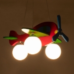 Εικόνα της GloboStar® AIRPLANE 01575  Κρεμαστό Παιδικό Φωτιστικό Οροφής Τρίφωτο 3 x E27 Φιγούρα Πολύχρωμο Ξύλινο Μ51 x Π49 x Υ26cm