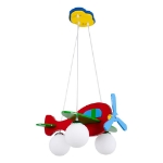 Εικόνα της GloboStar® AIRPLANE 01575  Κρεμαστό Παιδικό Φωτιστικό Οροφής Τρίφωτο 3 x E27 Φιγούρα Πολύχρωμο Ξύλινο Μ51 x Π49 x Υ26cm