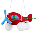 Εικόνα της GloboStar® AIRPLANE 01575  Κρεμαστό Παιδικό Φωτιστικό Οροφής Τρίφωτο 3 x E27 Φιγούρα Πολύχρωμο Ξύλινο Μ51 x Π49 x Υ26cm