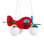 Εικόνα της GloboStar® AIRPLANE 01575  Κρεμαστό Παιδικό Φωτιστικό Οροφής Τρίφωτο 3 x E27 Φιγούρα Πολύχρωμο Ξύλινο Μ51 x Π49 x Υ26cm