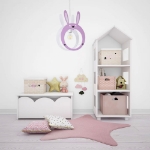 Εικόνα της GloboStar® BUNNY 61577  Παιδικό Κρεμαστό Φωτιστικό Οροφής Μονόφωτο 1 x E27 Ροζ PVC Φιγούρα Λαγουδάκι Μ27.2 x Π15.5 x Υ40cm