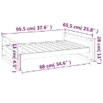 Εικόνα της Κρεβάτι Σκύλου 95,5 x 65,5 x 28 εκ. από Μασίφ Ξύλο Πεύκου Hobbo