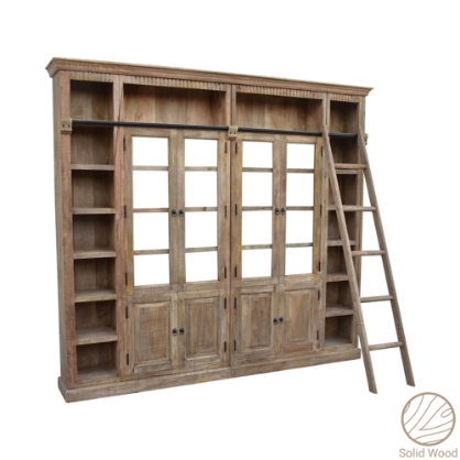 Εικόνα της Βιβλιοθήκη Librardy Inart lime wash μασίφ mango ξύλο 247x35x220εκ