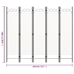 Εικόνα της Διαχωριστικό Δωματίου με 5 Πάνελ Λευκό 200 x 180 εκ. Hobbo