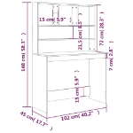 Εικόνα της Γραφείο με Ράφια Γυαλ. Λευκό 102x45x148 εκ. Επεξεργασμένο Ξύλο Hobbo