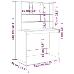 Εικόνα της Γραφείο με Ράφια Γκρι Sonoma 102x45x148 εκ. Επεξεργασμένο Ξύλο Hobbo