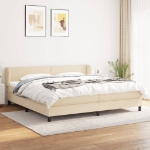 Εικόνα της Κρεβάτι Boxspring με Στρώμα Κρεμ 200x200 εκ. Υφασμάτινο Hobbo