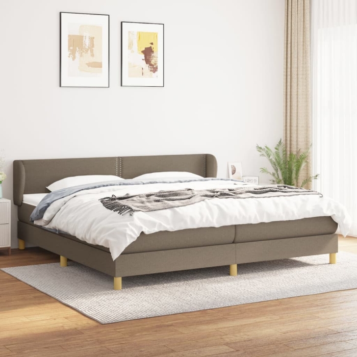 Εικόνα της Κρεβάτι Boxspring με Στρώμα Taupe 200x200 εκ. Υφασμάτινο Hobbo