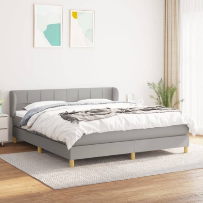 Εικόνα της Κρεβάτι Boxspring με Στρώμα Ανοιχτό Γκρι 180x200 εκ. Υφασμάτινο Hobbo